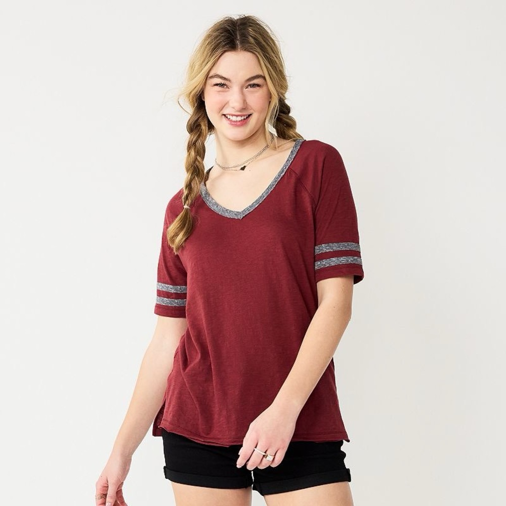 SO-Burgundy & Gray,Pink & gray , Light Blue & Navy blue T-shirt#Small sizes only